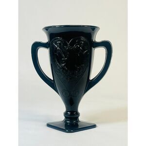 Art Deco 1930s Black Glass Trophy Vase Dancing Nymphs LE Smith